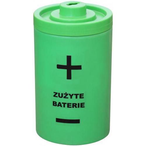 Plastikowy pojemnik w kształcie baterii na zużyte baterie Bateria 40l zielony