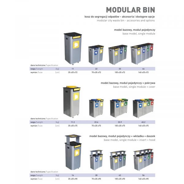 Stacja modułowa do segregacji odpadów Modular różne wersje