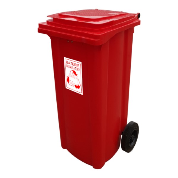 Pojemnik na odpady niebezpieczne - na baterie / akumulatory z czerwony 240l