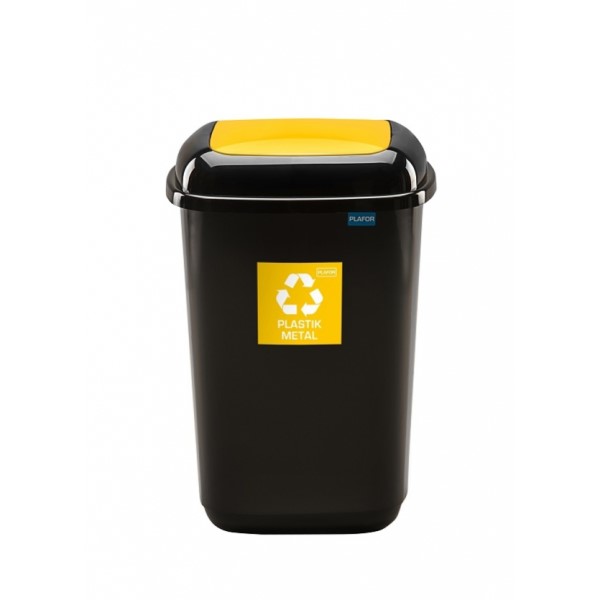 Kosz do segregacji odpadów Quatro 45l z żółtą pokrywą na plastik i metal